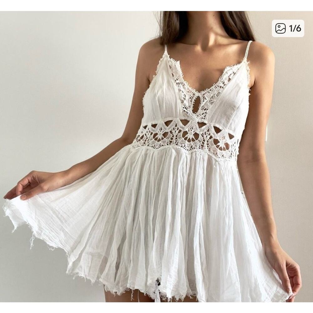 Free People Ilektra Mini Dress Ilektra Slip Bohemian whimsical fairy Ethereal M